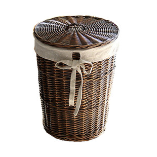 脏衣篮藤编收纳筐带盖脏衣篓柳编火锅饭店家用衣服收纳框衣物篮子