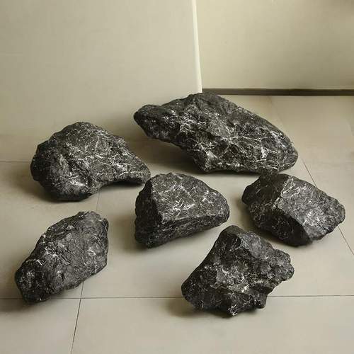 仿真黑山石玻璃钢摆件庭院楼梯石块假石头造景装饰园林假山景观石