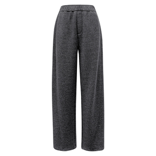 灰色加绒香蕉裤女秋冬直筒休闲宽松窄版加厚镰弯刀羊毛呢阔腿卫裤