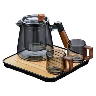 玻璃茶具办公室喝茶一人饮泡茶专用泡茶壶套装家用一人用一壶两杯