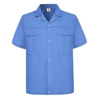蓝色工作服男夏季薄款工装套装保洁长短袖工厂车间劳动劳保服上衣