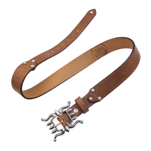 vintage复古风RRL小众皮带美式重工八爪鱼扣头层牛皮腰带手工皮带