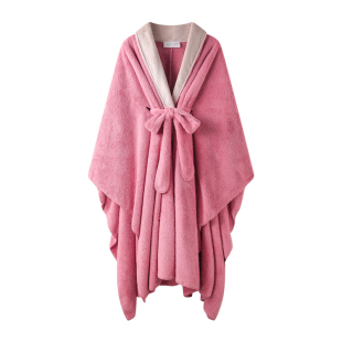 曼系“万搭斗篷”珊瑚绒显白披肩实用慵懒保暖小被子睡衣女秋冬季