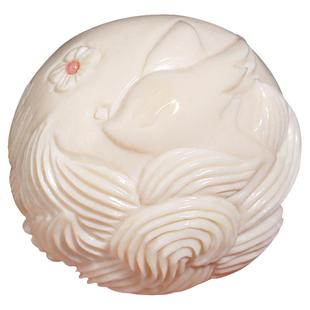 冰料原色猛犸象牙雕刻狐狸圆珠隔珠散珠手链手串配件隔珠星月配饰