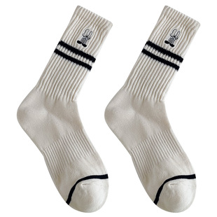 配鲨鱼裤的袜子女春秋款中筒袜高腰外穿潮网红款棉袜女生运动长袜