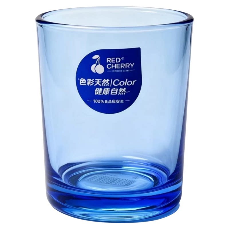红樱桃彩色加厚钢化玻璃直身杯
