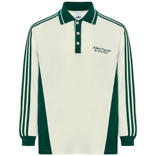 adidas阿迪达斯三叶草男子撞色条纹休闲运动长袖POLO衫上衣KW5688