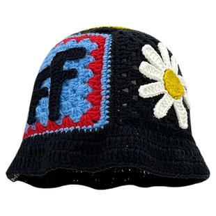 权志龙GD同款小雏菊渔夫帽子女秋冬手工钩织帽子应援帽百搭盆帽男