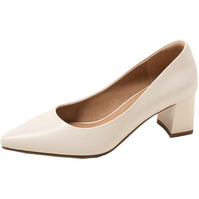 康莉comely羊皮粗跟职业工作鞋