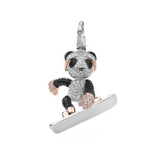 GIZOU丁程鑫同款满钻滑板小熊吊坠项链爆闪男士配饰高级感卫衣链