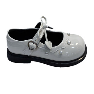 漆皮春款2026亮面浅瓢鞋单鞋女童中大童小皮鞋豆豆单鞋黑色公主风