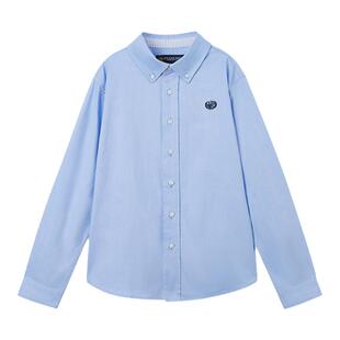 【100%棉】eland kids衣恋童装男女童长袖衬衫春秋学院风刺绣上衣