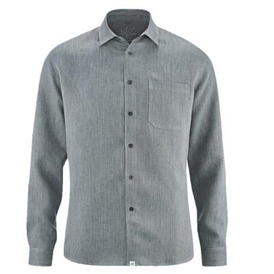 时代男款纯麻料吸汗抑菌透气衬衫