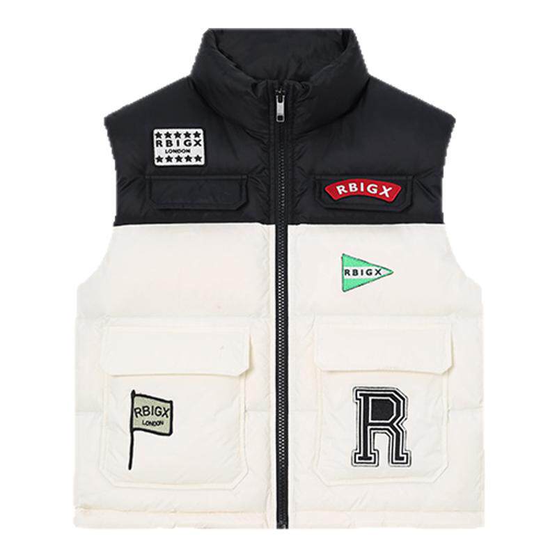 RBIGX瑞比克童装冬季新款洋气绣花标复古羽绒马甲羽绒服