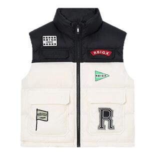 RBIGX瑞比克童装冬季新款洋气绣花标复古羽绒马甲羽绒服
