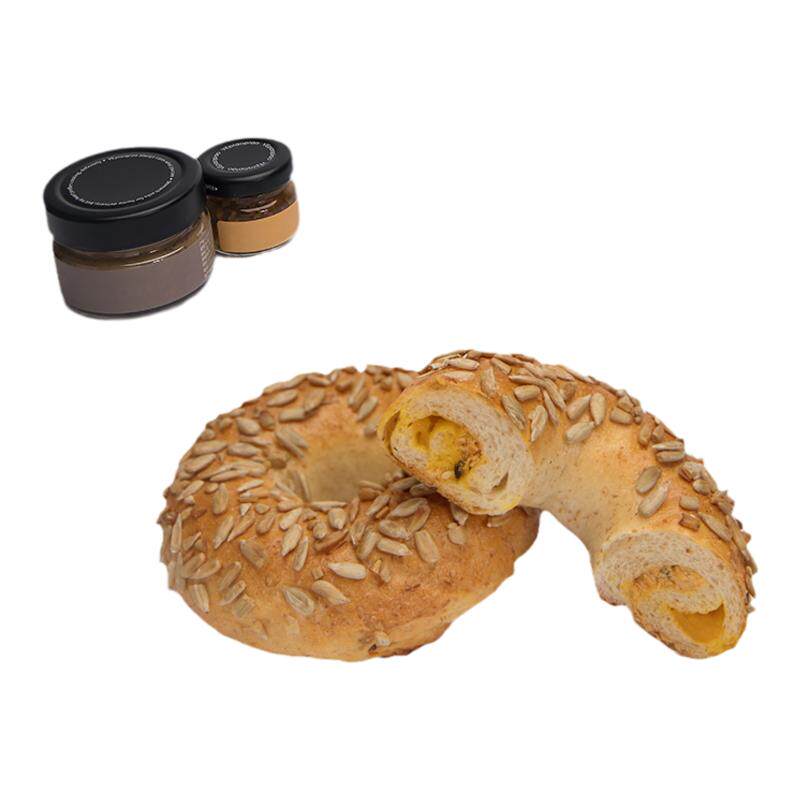 奈时 全麦海苔肉松咸蛋黄贝果 多馅bagel零食夜宵充饥早餐面包
