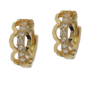 白小C韩国进口黄金14K10K金耳环耳饰镶钻蕾丝边小耳骨K金耳扣耳圈