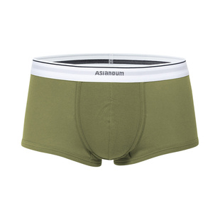 Asianbum50支螺纹平角内裤棉质健康低腰透气性感时尚简约商务U囊