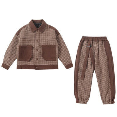 潮牌毛呢2件套冬季千鸟格套装