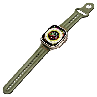适用苹果手表s11表带appleiwatch s10氟橡胶s9高级感se3女生款防水新款ultras3/2腕带8智能7运动男6透气jw夏