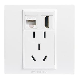 5孔电源电脑网络hdmi三合一面板86型五孔网线网口加高清HDMI插座