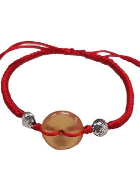 青鱼石平安扣新生儿压惊红绳手链