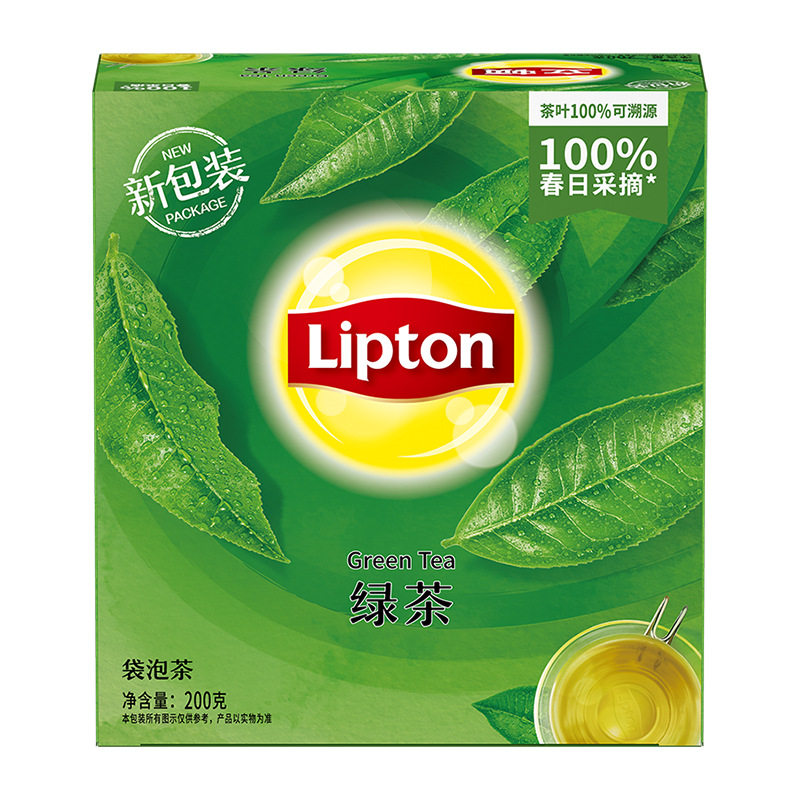 Lipton立顿 绿茶包冲泡传统绿茶200g香醇绿茶茶叶袋泡茶100包
