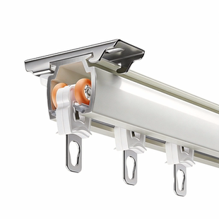 加厚铝合金窗帘轨道轴承轮静音滑轨顶装双轨客厅卧室侧装单导轨