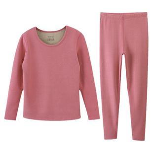 发热保暖内衣女加绒加厚一体羊羔绒纯棉秋衣秋裤德绒套装棉毛衫冬