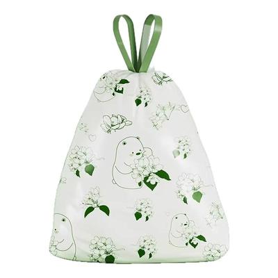 山茶花印花大号垃圾袋家用加厚抽绳手提式厨房专用清洁特厚塑料袋