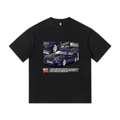 日产尼桑GTR改装文化小众设计重磅纯棉短袖T恤衫男装宽松休闲上衣