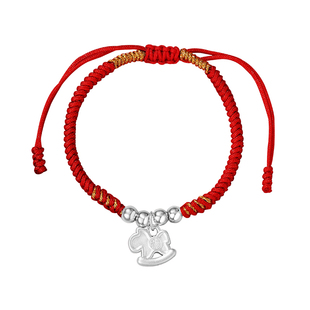 马年红绳编织绳手链儿童女童男孩纯银生肖手绳12岁女孩本命年礼物