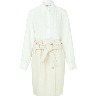 【折扣】RECTO 女配腰带拼接棉质衬衫裙连衣裙