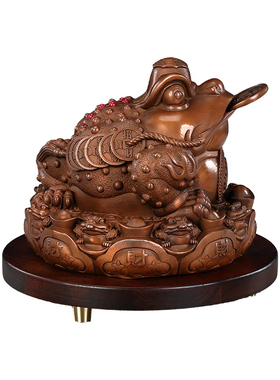 铜欣祥紫铜九子金蟾摆件玄关办公室柜台三足金蟾装饰品开业礼品