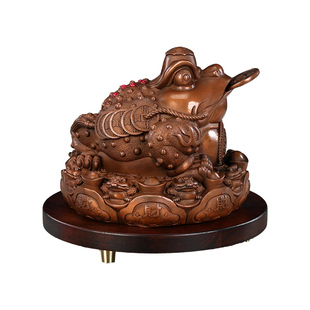 铜欣祥紫铜九子金蟾摆件玄关办公室柜台三足金蟾装饰品开业礼品