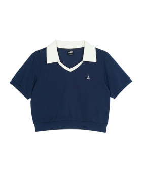 A21女装半开筒短袖POLO衫