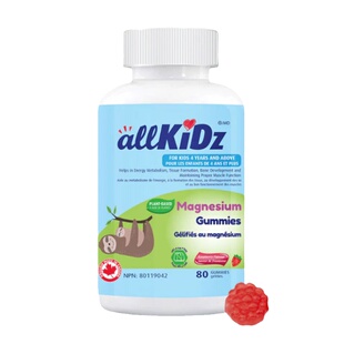 加拿大AllKidz儿童补镁软糖80粒覆盆莓子味柠檬酸镁骨骼关节健康