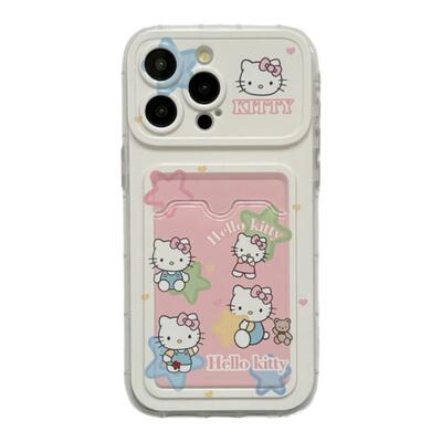 可爱HelloKitty卡包带链条适用苹果14手机壳iPhone16ProMax新款15pro防摔12女款小众13硅胶14pro创意全包软壳