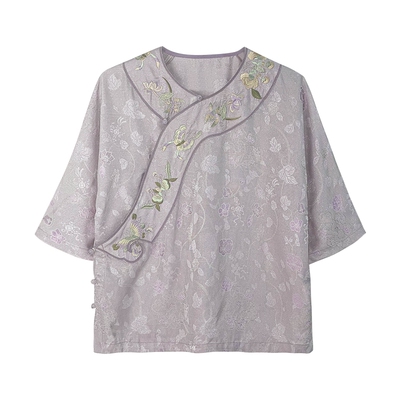 JKJS人丝织银花罗短袖衬衫