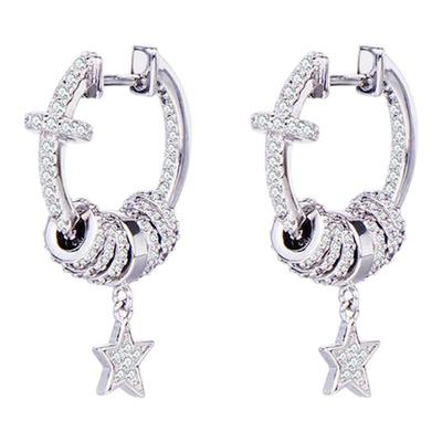 s925纯银针时来运转耳环