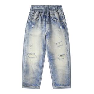 越也童装男童长裤冬季新品抓绒保暖裤子宽松休闲直筒裤洋气潮