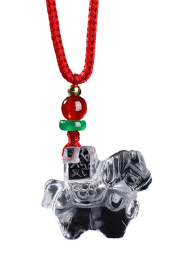 妙韵天然白水晶生肖马本命年吊坠