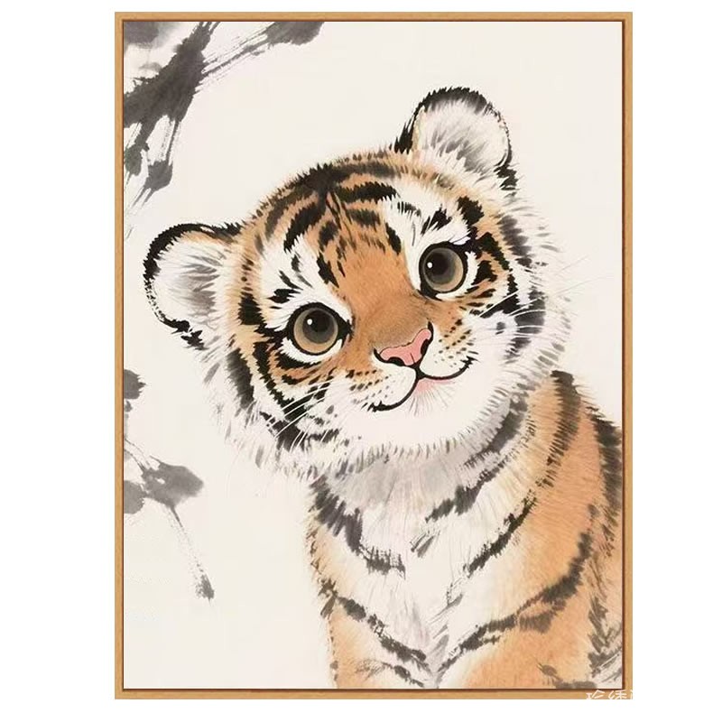 可爱小老虎5d粘贴钻石画方钻2026新款动物满点砖石画十字绣儿童房