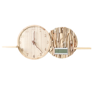 创意原木钟表挂钟客厅家用2026新款万年历挂表免打孔静音时钟挂墙