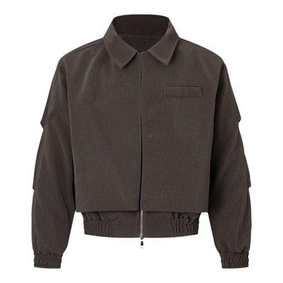 美式解构拼接短款皮面夹克男女款