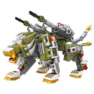 开智积木强装重炮师爆烈龙鳄鱼奔速狼组装模型男孩小颗粒拼装玩具