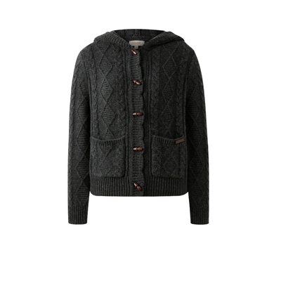 ELAND毛针织衫单排扣连帽开衫