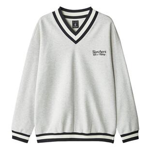 斯凯奇男士针织套头卫衣时尚V领上衣套头衫 L324M028/0248
