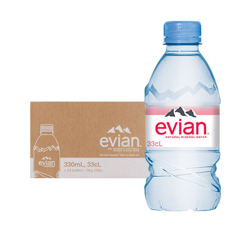法国进口evian依云天然矿泉水500ml/330ml*24瓶弱碱性饮用水