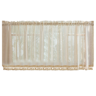 亚麻纱帘奶茶色日式原木风窗纱半帘卧室厨房飘窗短帘窗帘遮挡帘